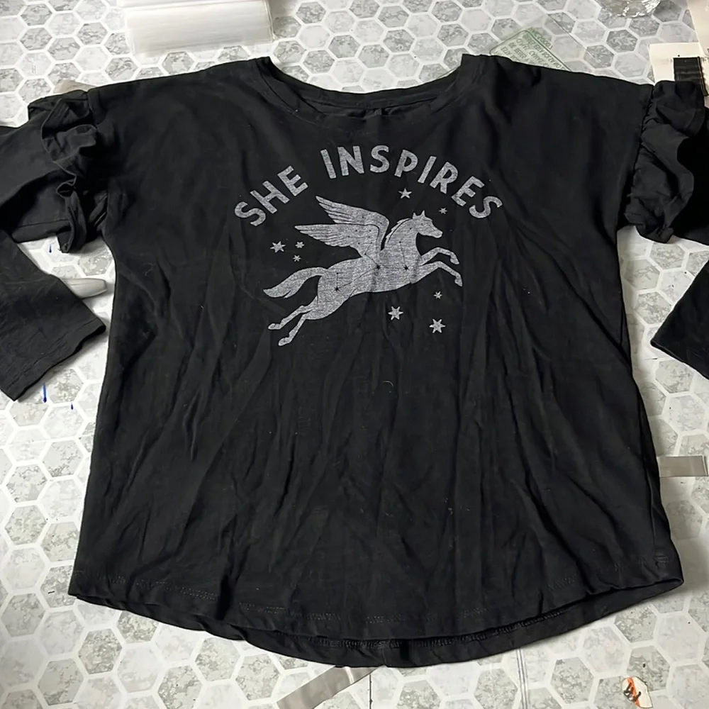 Old Navy Large Youth She Inspires Unicorn Puff Sleeve Long Sleeve Blouse